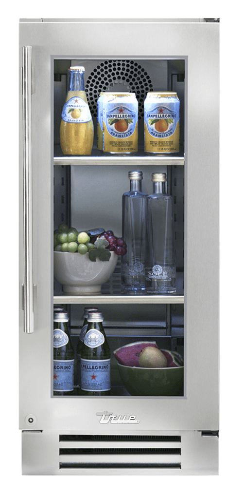 True Caliber TUR15RSGC 15 Inch Undercounter Refrigerator - Door: Stainless Glass - Stainless Steel Finish, Stainless Steel Hardware, Right Hinge