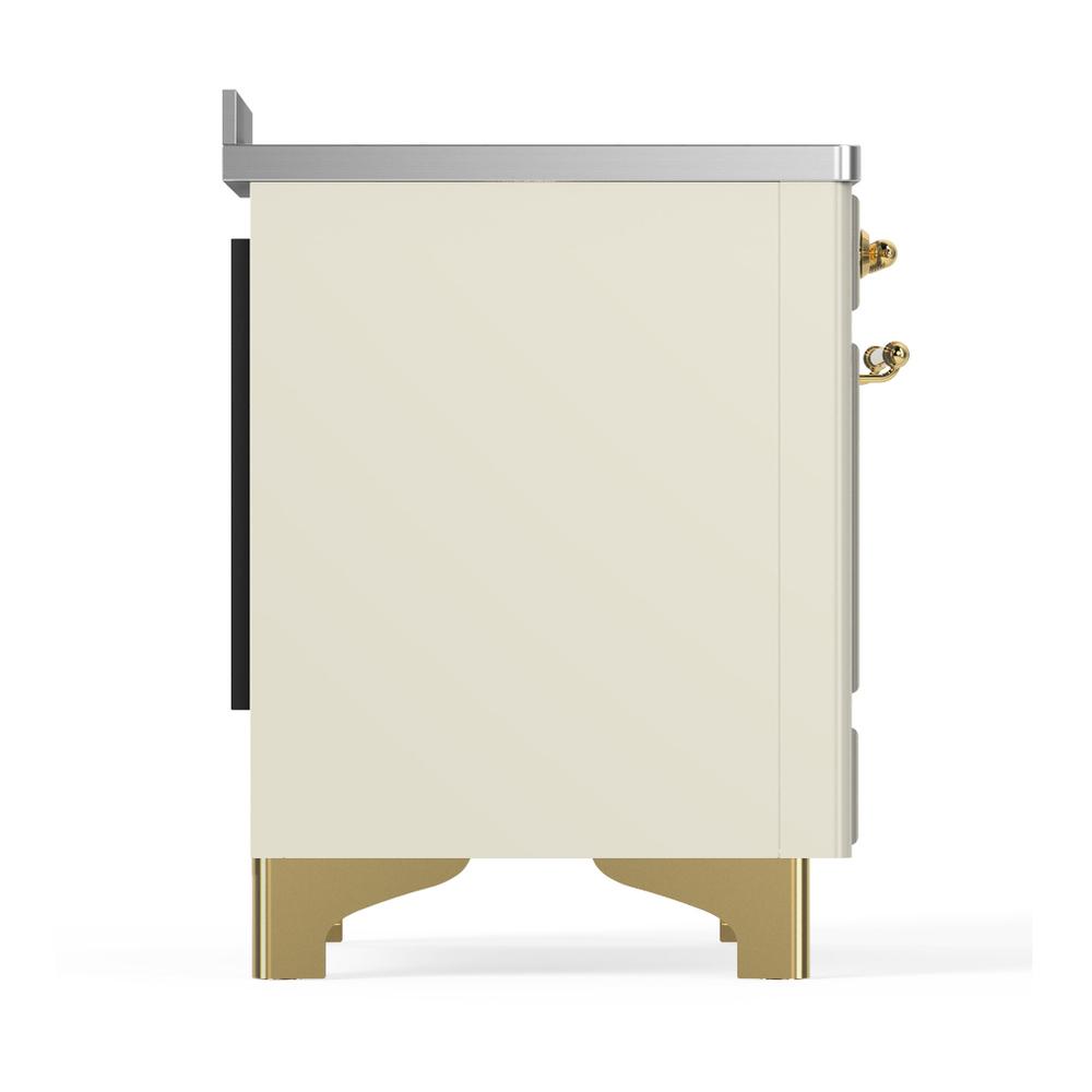 Ilve UMIB48QNR3AWG Ilve Umib48Qnr3Awg Majestic Iii 48 Inch Induction Range With 6 Elements, 5.02 Cu. Ft. Total Oven Capacity (Solid Door, Antique White, Brass)