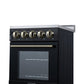Forno FFSEL605220BLK Forno Pallerano 20 Inch Freestanding Electric Range In Black With Antique Brass, Compact Design