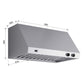Forno FRHWM500936 Forno Biagio 36-Inch Wall Mounted Range Hood, Stainless Steel, Heavy Duty