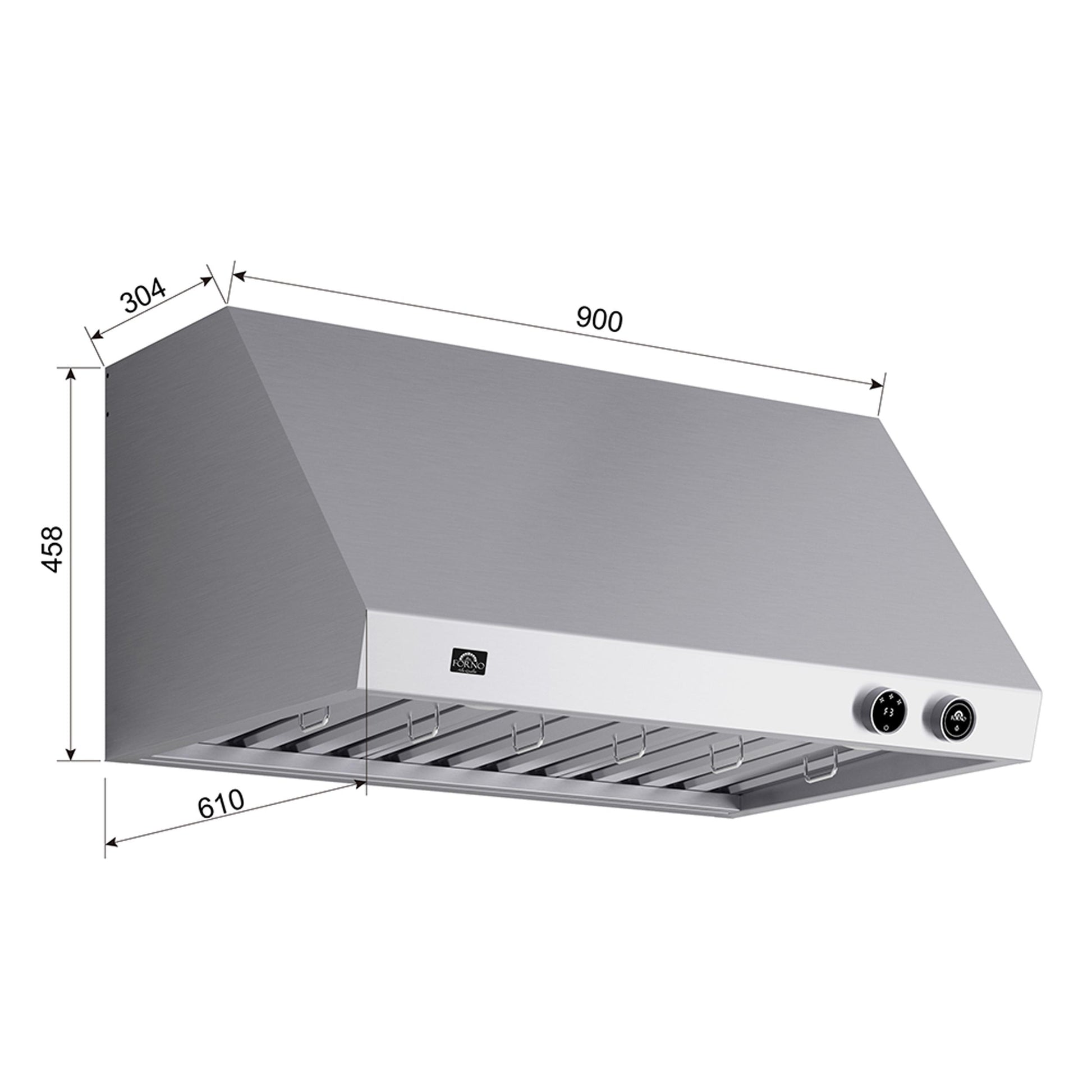 Forno FRHWM500936 Forno Biagio 36-Inch Wall Mounted Range Hood, Stainless Steel, Heavy Duty