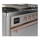 Ilve UM60FSQNR3SSP Ilve Um60Fsqnr3Ssp Majestic Iii 60 Inch Dual Fuel Range With 7 Burners, Griddle And French Top, Dual Function Burner With Up To 25,000 Btu (Natural Gas, Solid Door, Stainless Steel, Copper)