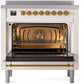 Ilve UPI366NMPAWG Nostalgie Ii 36 Inch Electric Freestanding Range In Antique White With Brass Trim