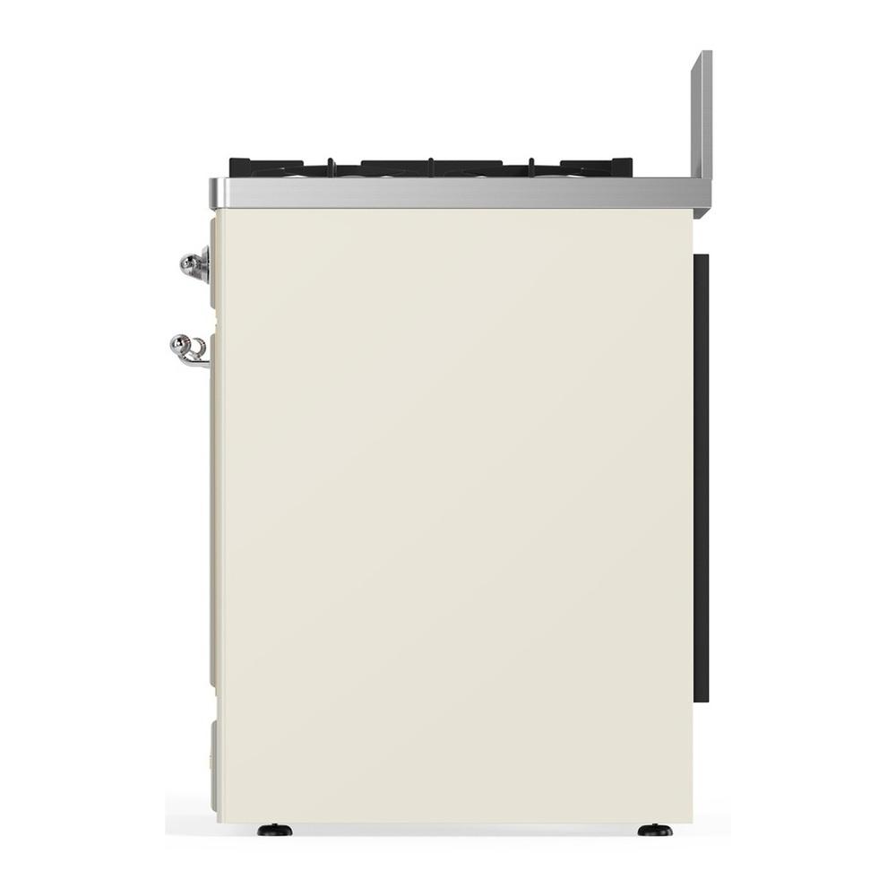 Ilve UM30QNR3AWCLP Ilve Um30Qnr3Awclp Majestic Iii 30 Inch Dual Fuel Range With 5 Black Brass Burners, Dual Function Burner Up To 25,000 Btu (Liquid Propane, Solid Door, Antique White, Chrome)