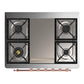 Ilve UM36FQNR3BGP Ilve Um36Fqnr3Bgp Majestic Iii 36 Inch Dual Fuel Range With 6 Black Brass Burners And Griddle, Dual Function Burner Up To 25,000 Btu (Solid Door, Blue Grey, Copper, Natural Gas)