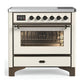 Ilve UMIB36NR3AWB Ilve Umib36Nr3Awb Majestic Iii 36 Inch Induction Range With 6 Elements, 3.5 Cu. Ft. Total Oven Capacity (Triple Glass Door, Antique White, Burnished)