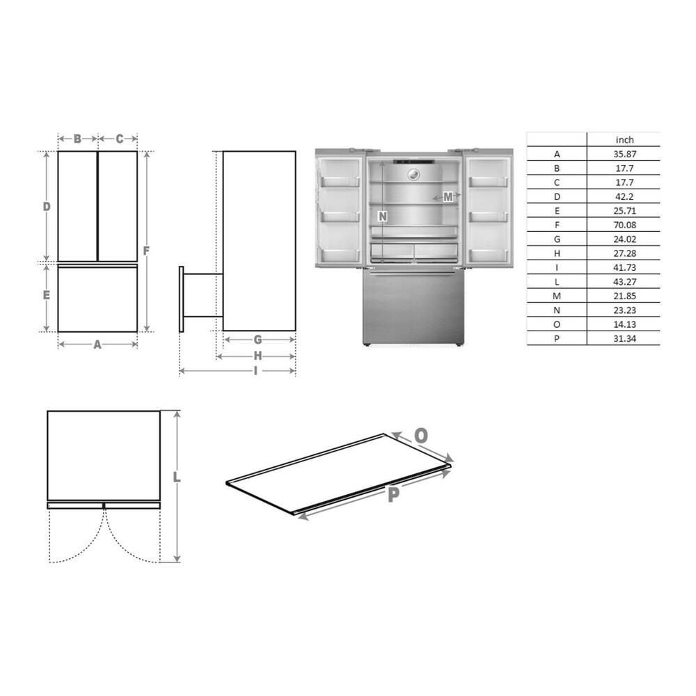 Verona VEFFD3620RISL Verona Veffd3620Risl 36 Inch Freestanding French Door Refrigerator With 20.3 Cu. Ft. Capacity, Automatic Ice Maker, Recessed Handle