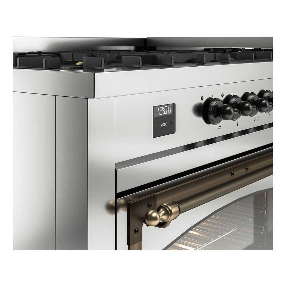 Ilve UN60FNMPSSBLP Ilve Un60Fnmpssblp Nostalgie Ii Noblesse 60" Dual Fuel Range (9 Sealed Burners + Griddle, Liquid Propane, Triple Glass Door, Stainless Steel, Burnished)
