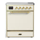 Ilve UMIB30QNR3AWG Ilve Umib30Qnr3Awg Majestic Iii 30 Inch Induction Range With 4 Elements, 4 Cu. Ft. Oven Capacity (Solid Door, Antique White, Brass)