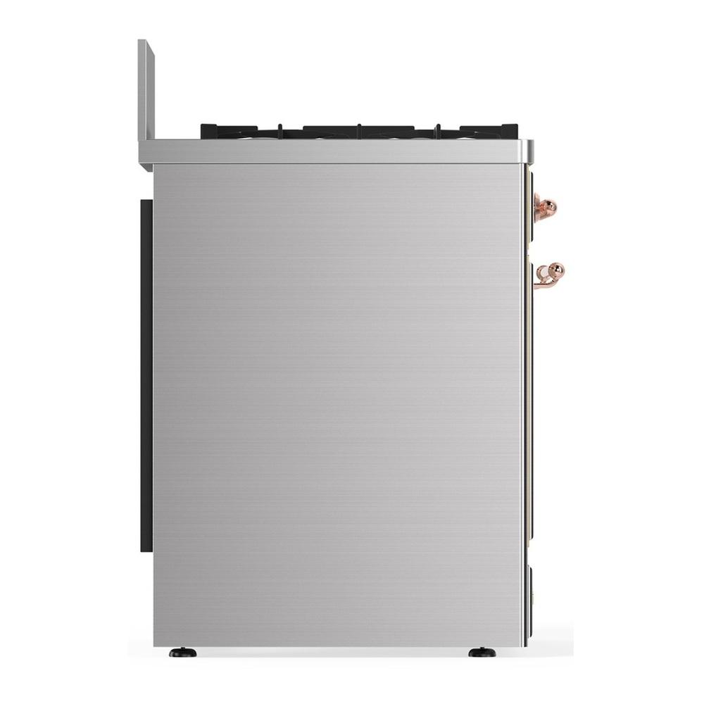Ilve UM30NR3SSP Ilve Um30Nr3Ssp Majestic Iii 30 Inch Dual Fuel Range With 5 Black Brass Burners, Dual Function Burner Up To 25,000 Btu (Natural Gas, Triple Glass Door, Stainless Steel, Copper)