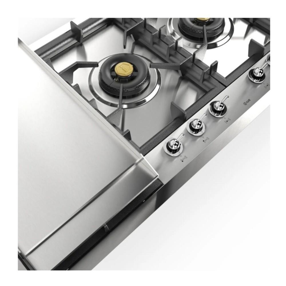 Ilve UHCPT125FNSSC Ilve Uhcpt125Fnssc Nostalgie Ii 48 Inch Built-In Gas Cooktop With Total Black Brass Burners, In Stainless Steel (6 Sealed Burners + Left Griddle, Natural Gas, Chrome)