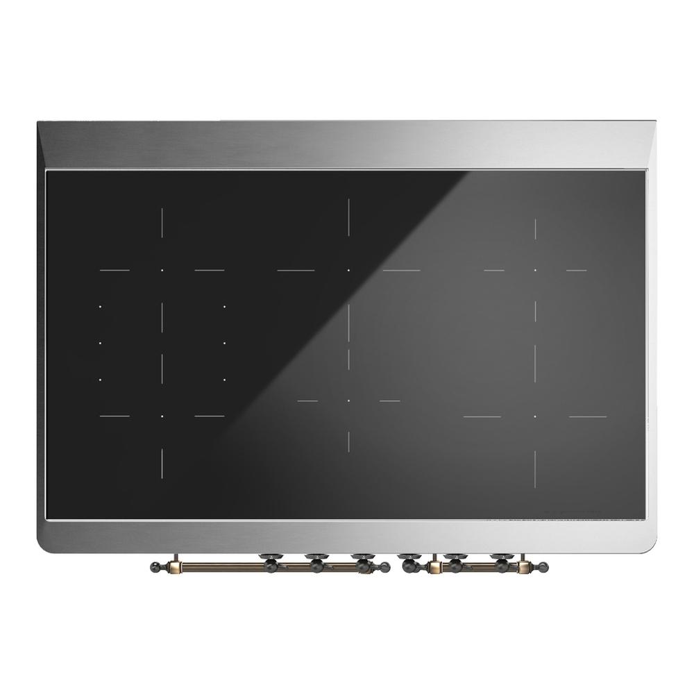 Ilve UMDIB40NR3WHB Ilve Umdib40Nr3Whb Majestic Iii 40 Inch Induction Range With 6 Elements, 3.82 Cu. Ft. Total Oven Capacity (Triple Glass Door, White, Burnished)