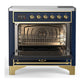 Ilve UMIB36QNR3MBG Ilve Umib36Qnr3Mbg Majestic Iii 36 Inch Induction Range With 6 Elements, 3.5 Cu. Ft. Total Oven Capacity (Solid Door, Midnight Blue, Brass)
