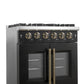 Forno FFSGS644430BLK Forno Galiano 30-Inch French Door Gas Range Black And Antique Brass Design, 5 Sealed Burners 68,000 Btu, 4.32 Cu.Ft. Convection Oven