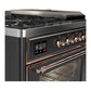 Ilve UM48FSNR3MGP Ilve Um48Fsnr3Mgp Majestic Iii 48 Inch Dual Fuel Range With 5 Black Brass Burners, Griddle And French Top, Dual Function Burner Up To 25,000 Btu (Natural Gas, Triple Glass Door, Graphite Matte, Copper)