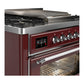 Ilve UM36FNR3BUC Ilve Um36Fnr3Buc Majestic Iii 36 Inch Dual Fuel Range With 6 Black Brass Burners And Griddle, Dual Function Burner Up To 25,000 Btu (Triple Glass Door, Burgundy, Chrome, Natural Gas)