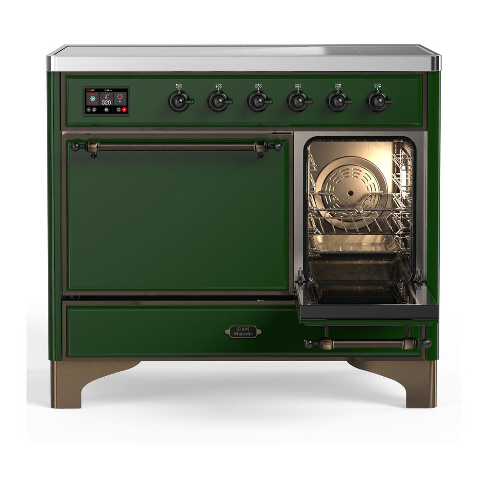Ilve UMDIB40QNR3EGB Ilve Umdib40Qnr3Egb Majestic Iii 40 Inch Induction Range With 6 Elements, 3.82 Cu. Ft. Total Oven Capacity (Solid Door, Emerald Green, Burnished)