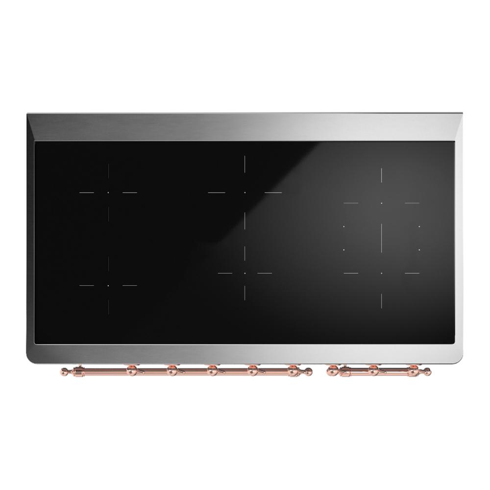 Ilve UMIB48QNR3AWP Ilve Umib48Qnr3Awp Majestic Iii 48 Inch Induction Range With 6 Elements, 5.02 Cu. Ft. Total Oven Capacity (Solid Door, Antique White, Copper)