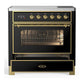 Ilve UMIB36NR3BKG Ilve Umib36Nr3Bkg Majestic Iii 36 Inch Induction Range With 6 Elements, 3.5 Cu. Ft. Total Oven Capacity (Triple Glass Door, Glossy Black, Brass)