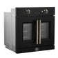 Forno FBOEL133330BLK Forno Asti 30-Inch French Door Electric Wall Oven In Black & Antique Brass, 3.68 Cu. Ft. True Convection, 3,600W, Air Fry, Sous Vide, Self-Clean