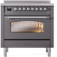 Ilve UPI366NMPMGC Nostalgie Ii 36 Inch Electric Freestanding Range In Matte Graphite With Chrome Trim