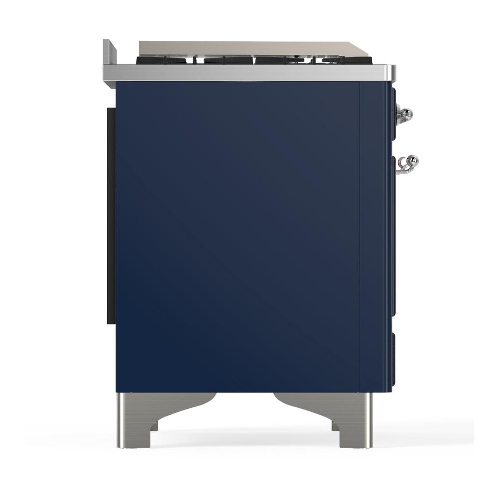 Ilve UM60FSNR3MBCLP Ilve Um60Fsnr3Mbclp Majestic Iii 60 Inch Dual Fuel Range With 7 Burners, Griddle And French Top, Dual Function Burner With Up To 25,000 Btu (Liquid Propane, Triple Glass Door, Midnight Blue, Chrome)