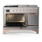 Ilve UM48FSQNR3SSPLP Ilve Um48Fsqnr3Ssplp Majestic Iii 48 Inch Dual Fuel Range With 5 Black Brass Burners, Griddle And French Top, Dual Function Burner Up To 25,000 Btu (Liquid Propane, Solid Door, Stainless Steel, Copper)