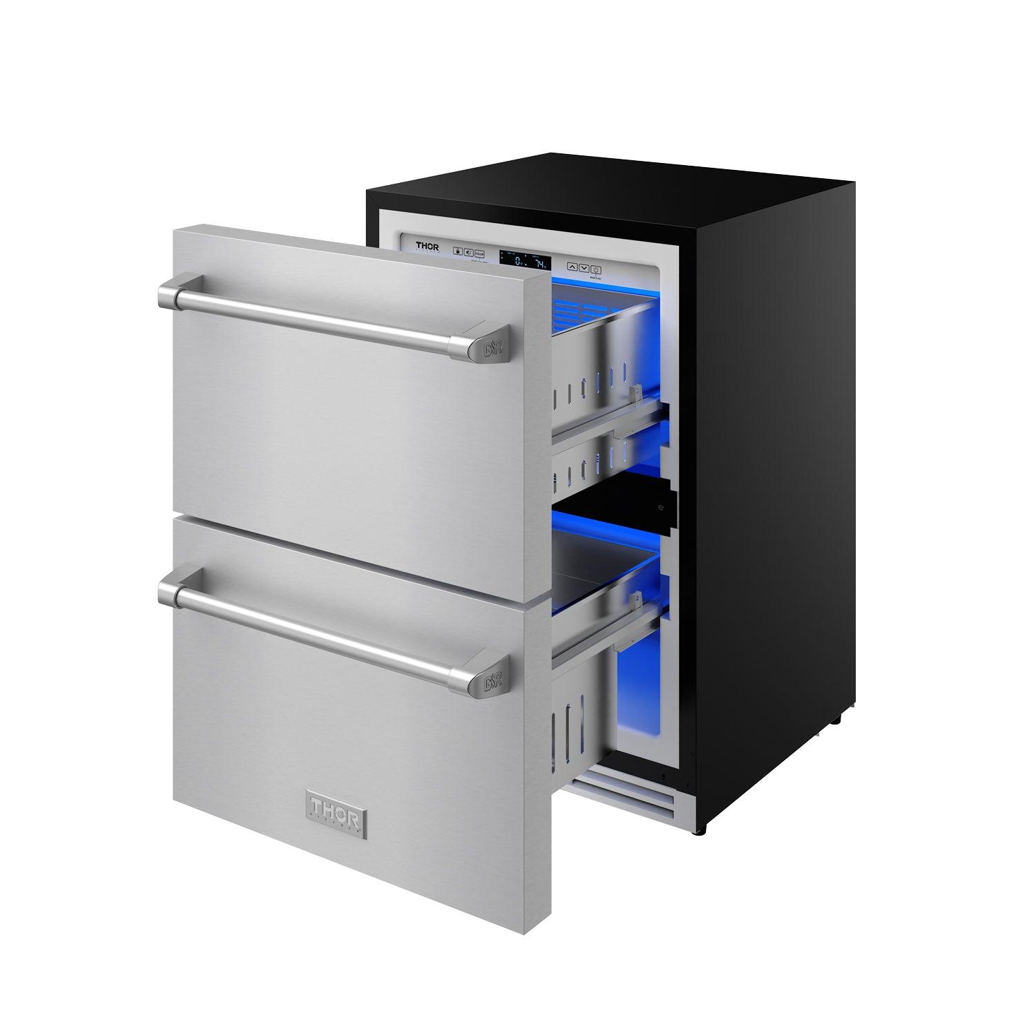 Thor Kitchen RZ24U 24 Inch Undercounter Built-In / Freestanding Drawer Freezer - Stainless Steel Gordon Ramsay Series