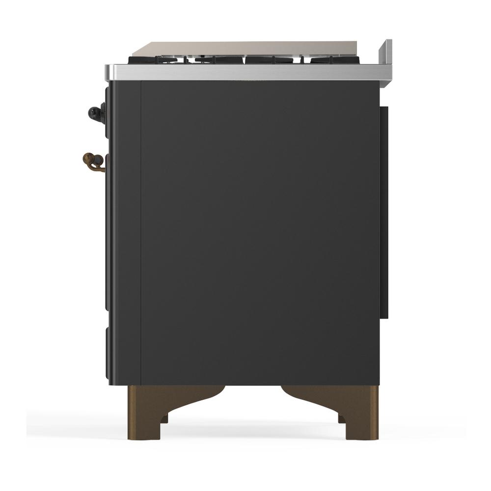Ilve UM48FNR3MGB Ilve Um48Fnr3Mgb Majestic Iii 48 Inch Dual Fuel Range With 8 Burners And Griddle, Dual Function Burner Up To 25,000 Btu (Natural Gas, Triple Glass Door, Graphite Matte, Burnished)