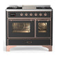 Ilve UMD40FNR3MGPLP Ilve Umd40Fnr3Mgplp Majestic Iii 40 Inch Dual Fuel Range With 6 Burners And Griddle, Dual Function Burner Up To 25,000 Btu (Liquid Propane, Triple Glass Door, Graphite Matte, Copper)