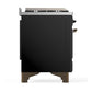 Ilve UM48FSQNR3BKB Ilve Um48Fsqnr3Bkb Majestic Iii 48 Inch Dual Fuel Range With 5 Black Brass Burners, Griddle And French Top, Dual Function Burner Up To 25,000 Btu (Natural Gas, Solid Door, Glossy Black, Burnished)