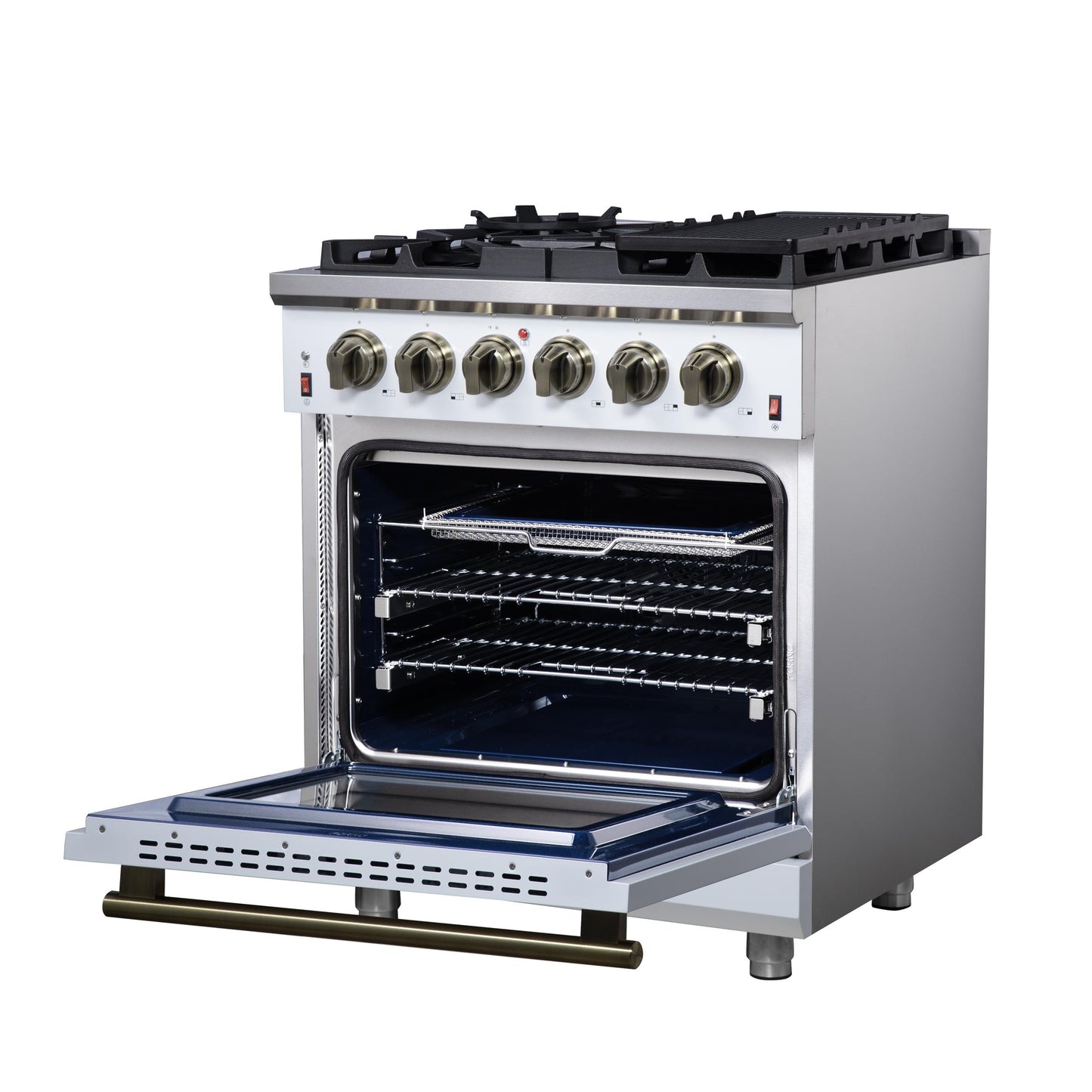 Forno FFSGS623930WHT Forno Massimo 30-Inch White Freestanding Gas Range, 5 Burners, True Convection Oven