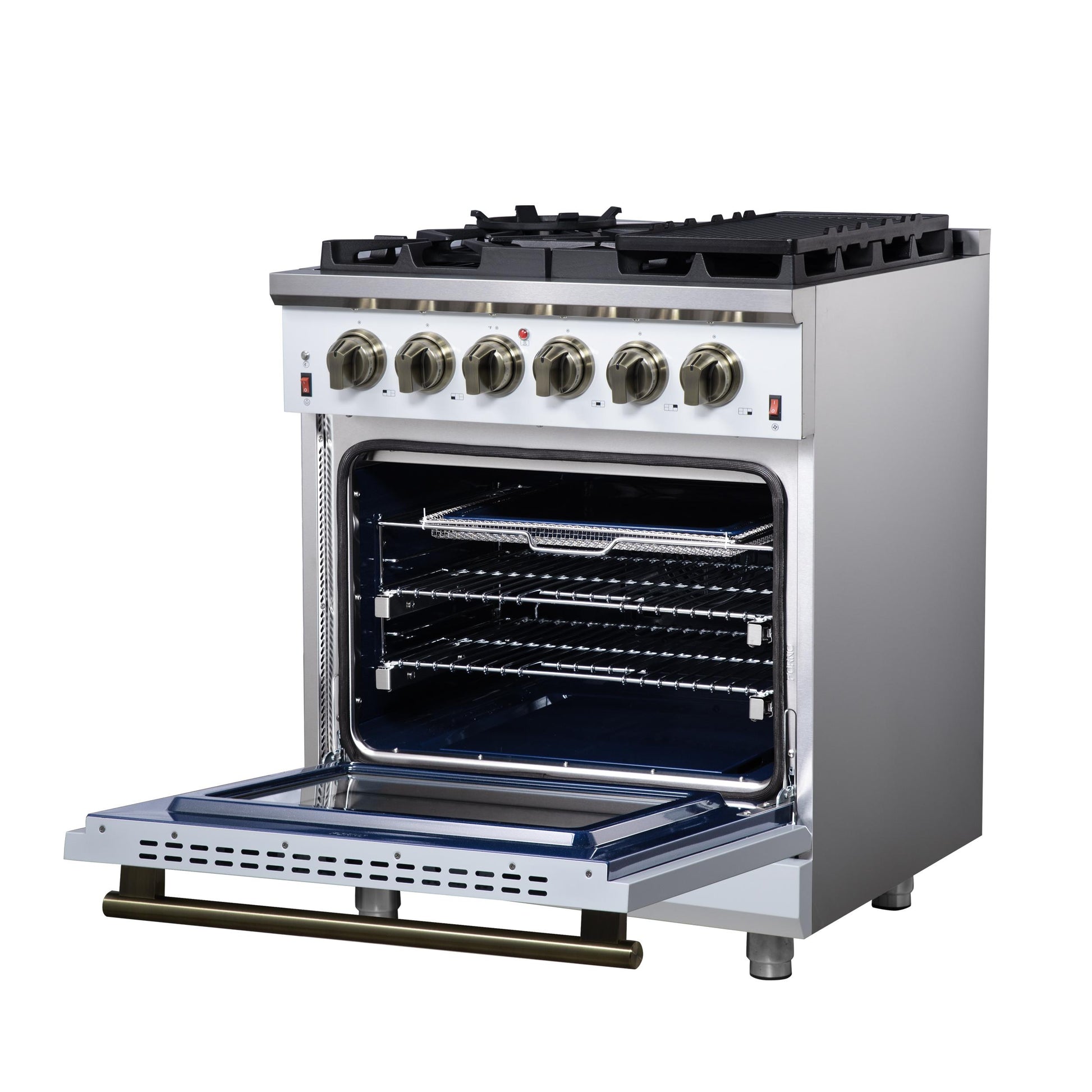 Forno FFSGS623930WHT Forno Massimo 30-Inch White Freestanding Gas Range, 5 Burners, True Convection Oven