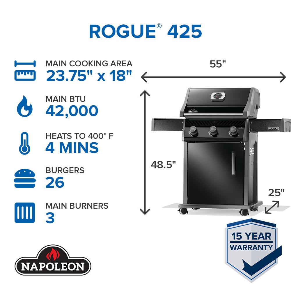 Napoleon Bbq R425NK2SS Rogue 425 With Stainless Steel Grids , Natural Gas, Black