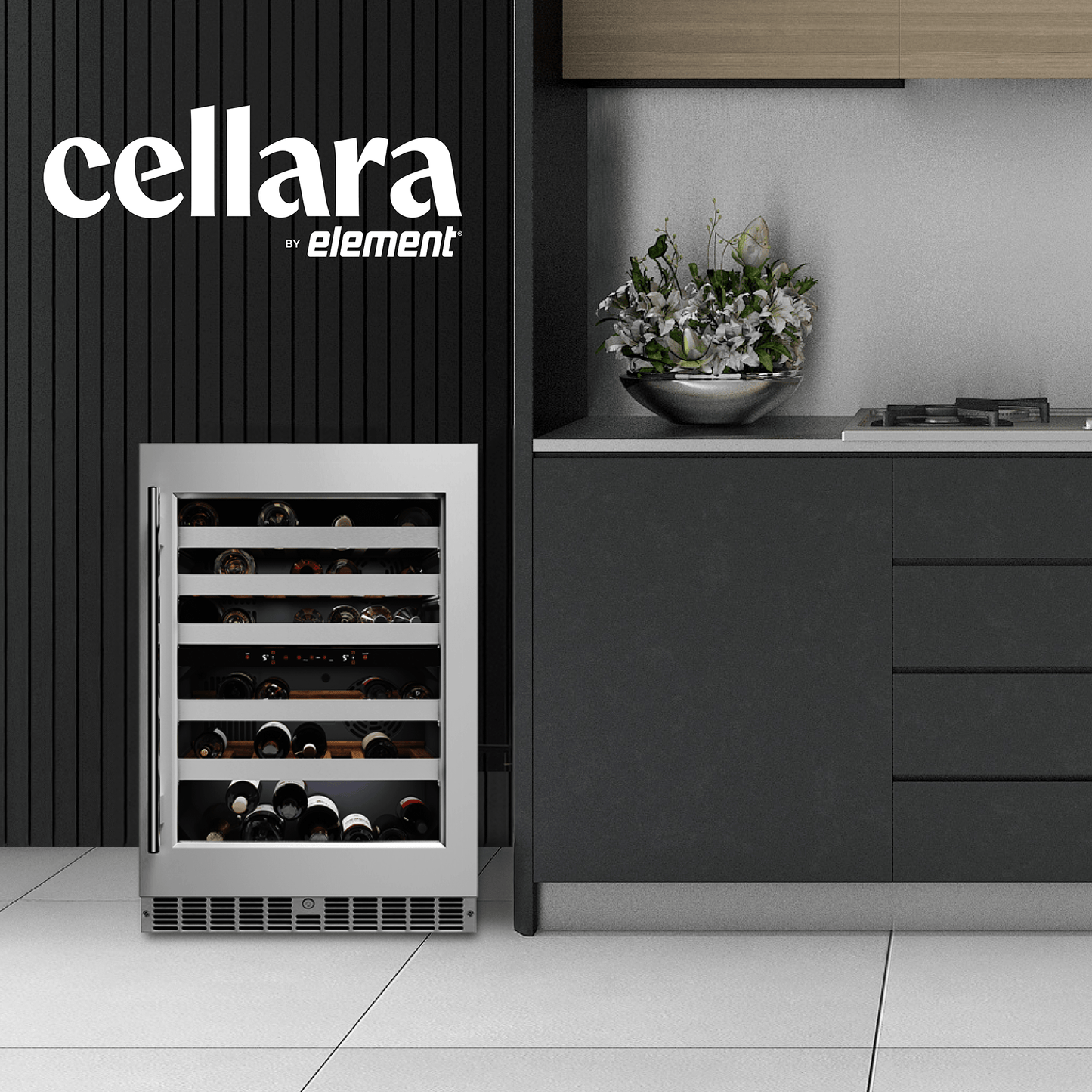 Element Appliance EWD24BES Cellara By Element 24 In., 46 Bottle Dual-Zone Wine Cooler - Stainless Steel