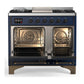 Ilve UMD40FNR3MBB Ilve Umd40Fnr3Mbb Majestic Iii 40 Inch Dual Fuel Range With 6 Burners And Griddle, Dual Function Burner Up To 25,000 Btu (Natural Gas, Triple Glass Door, Midnight Blue, Burnished)