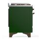 Ilve UM36FQNR3EGBLP Ilve Um36Fqnr3Egblp Majestic Iii 36 Inch Dual Fuel Range With 6 Black Brass Burners And Griddle, Dual Function Burner Up To 25,000 Btu (Solid Door, Emerald Green, Burnished, Liquid Propane)