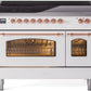 Ilve UPI486NMPWHP Nostalgie Ii 48 Inch Electric Freestanding Range In White With Copper Trim
