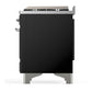 Ilve UM36FQNR3BKC Ilve Um36Fqnr3Bkc Majestic Iii 36 Inch Dual Fuel Range With 6 Black Brass Burners And Griddle, Dual Function Burner Up To 25,000 Btu (Solid Door, Glossy Black, Chrome, Natural Gas)