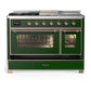 Ilve UM48FSNR3EGP Ilve Um48Fsnr3Egp Majestic Iii 48 Inch Dual Fuel Range With 5 Black Brass Burners, Griddle And French Top, Dual Function Burner Up To 25,000 Btu (Natural Gas, Triple Glass Door, Emerald Green, Copper)