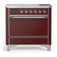 Ilve UMIB36QNR3BUC Ilve Umib36Qnr3Buc Majestic Iii 36 Inch Induction Range With 6 Elements, 3.5 Cu. Ft. Total Oven Capacity (Solid Door, Burgundy, Chrome)