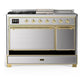 Ilve UM48FSQNR3SSG Ilve Um48Fsqnr3Ssg Majestic Iii 48 Inch Dual Fuel Range With 5 Black Brass Burners, Griddle And French Top, Dual Function Burner Up To 25,000 Btu (Natural Gas, Solid Door, Stainless Steel, Brass)
