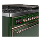 Ilve UM48FQNR3EGPLP Ilve Um48Fqnr3Egplp Majestic Iii 48 Inch Dual Fuel Range With 8 Burners And Griddle, Dual Function Burner Up To 25,000 Btu (Liquid Propane, Solid Door, Emerald Green, Copper)
