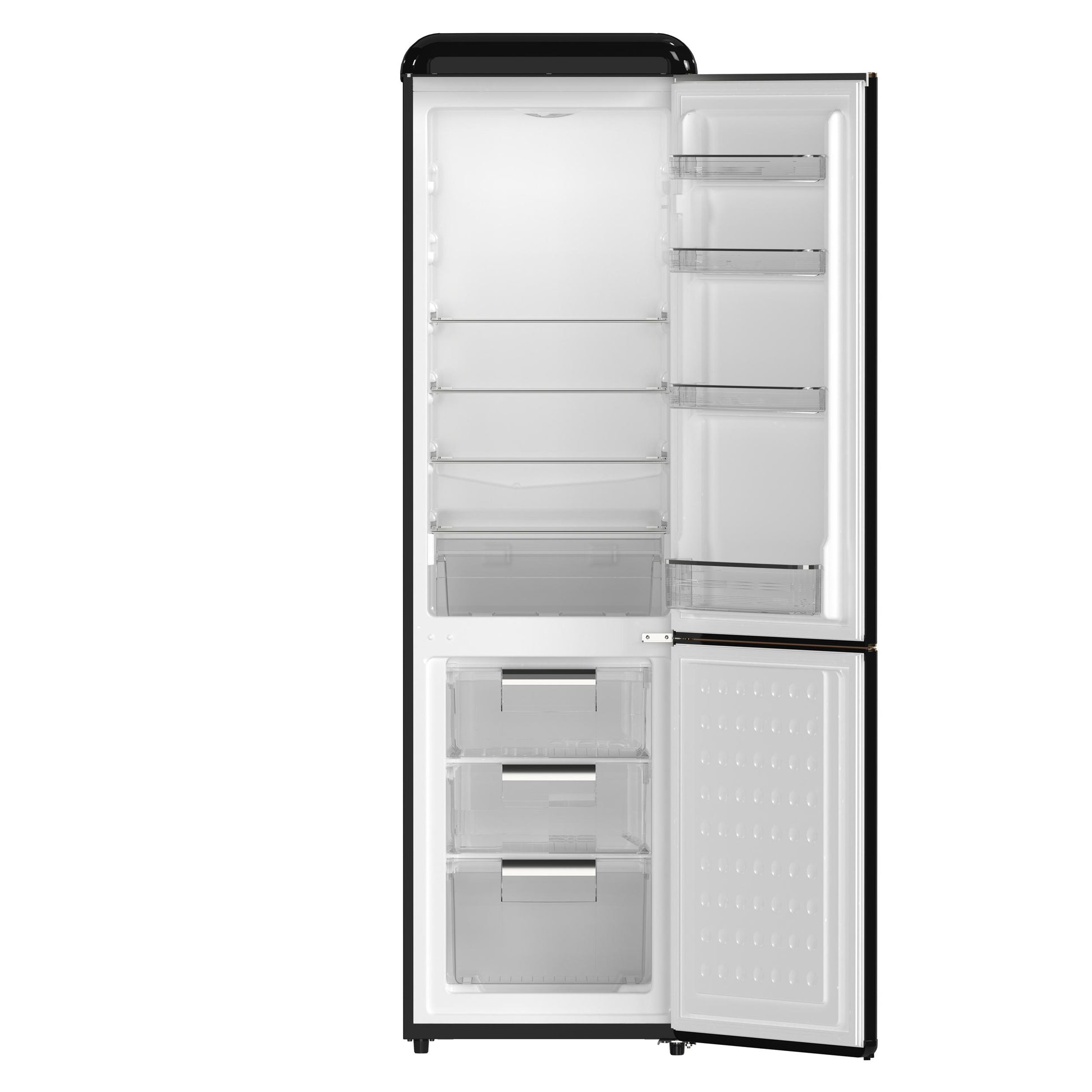 Forno FFFFD174522BLK Forno Storico 22-Inch Retro Bottom Freezer Fridge In Black, 9 Cu.Ft, Copper-Tone Handle