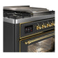 Ilve UM36FNR3MGGLP Ilve Um36Fnr3Mgglp Majestic Iii 36 Inch Dual Fuel Range With 6 Black Brass Burners And Griddle, Dual Function Burner Up To 25,000 Btu (Triple Glass Door, Graphite Matte, Brass, Liquid Propane)
