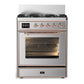 Ilve UM30NR3SSP Ilve Um30Nr3Ssp Majestic Iii 30 Inch Dual Fuel Range With 5 Black Brass Burners, Dual Function Burner Up To 25,000 Btu (Natural Gas, Triple Glass Door, Stainless Steel, Copper)