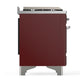Ilve UM60FSNR3BUC Ilve Um60Fsnr3Buc Majestic Iii 60 Inch Dual Fuel Range With 7 Burners, Griddle And French Top, Dual Function Burner With Up To 25,000 Btu (Natural Gas, Triple Glass Door, Burgundy, Chrome)