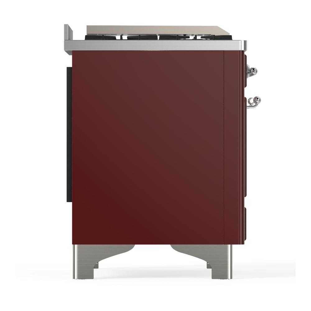 Ilve UM60FSNR3BUC Ilve Um60Fsnr3Buc Majestic Iii 60 Inch Dual Fuel Range With 7 Burners, Griddle And French Top, Dual Function Burner With Up To 25,000 Btu (Natural Gas, Triple Glass Door, Burgundy, Chrome)