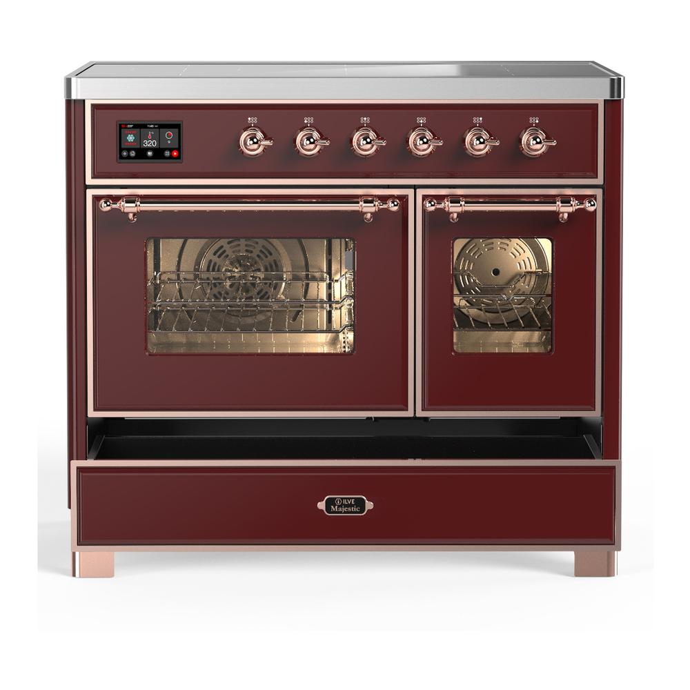 Ilve UMDIB40NR3BUP Ilve Umdib40Nr3Bup Majestic Iii 40 Inch Induction Range With 6 Elements, 3.82 Cu. Ft. Total Oven Capacity (Triple Glass Door, Burgundy, Copper)