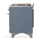 Ilve UM48FNR3BGCLP Ilve Um48Fnr3Bgclp Majestic Iii 48 Inch Dual Fuel Range With 8 Burners And Griddle, Dual Function Burner Up To 25,000 Btu (Liquid Propane, Triple Glass Door, Blue Grey, Chrome)